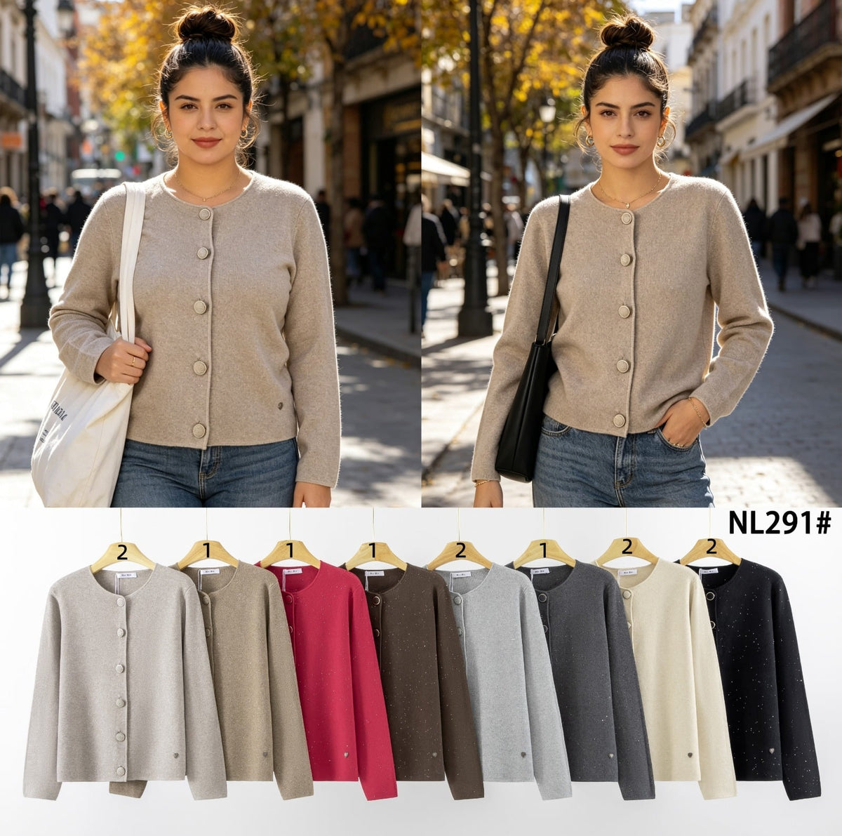 Cardigan con botones-NL291#