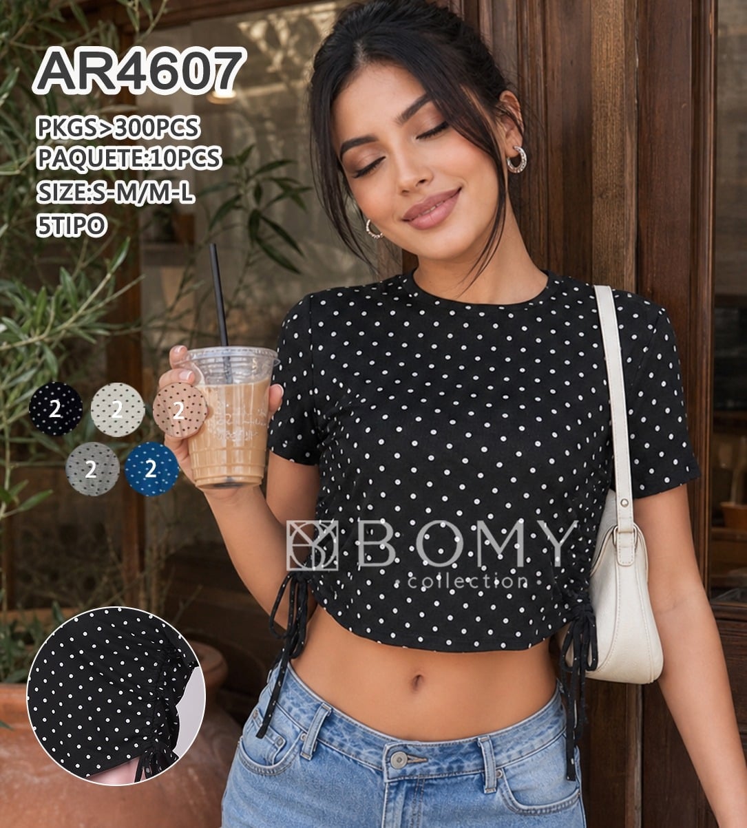 Crop top con estampado de puntos-AR4607
