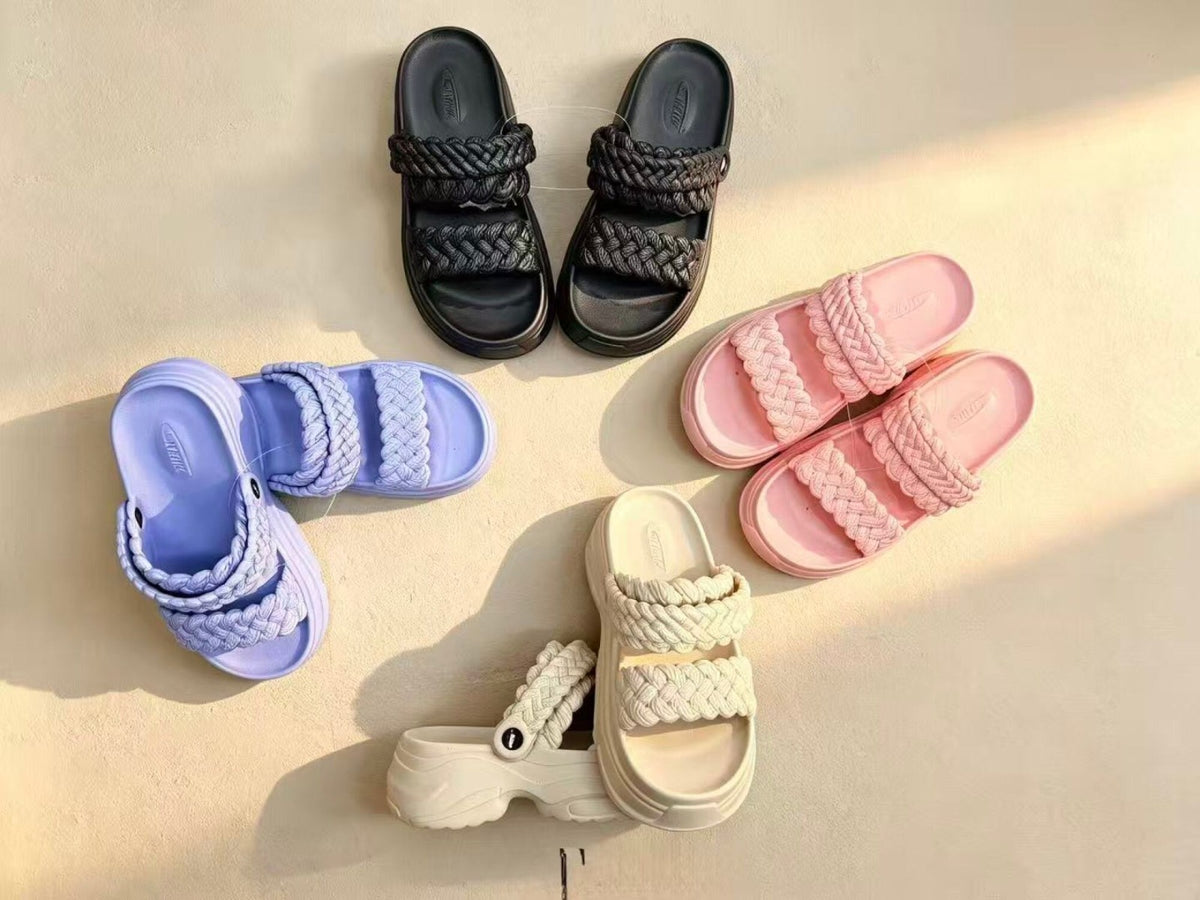 Sandalias de plataforma con tiras trenzadas-BN-050