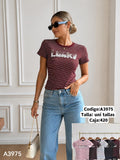 Playera de rayas con bordado-A3975
