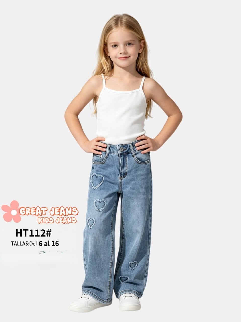 Jeans con corazones-HT112#