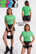 Blusa con diseño de corset y pedrería-CK217