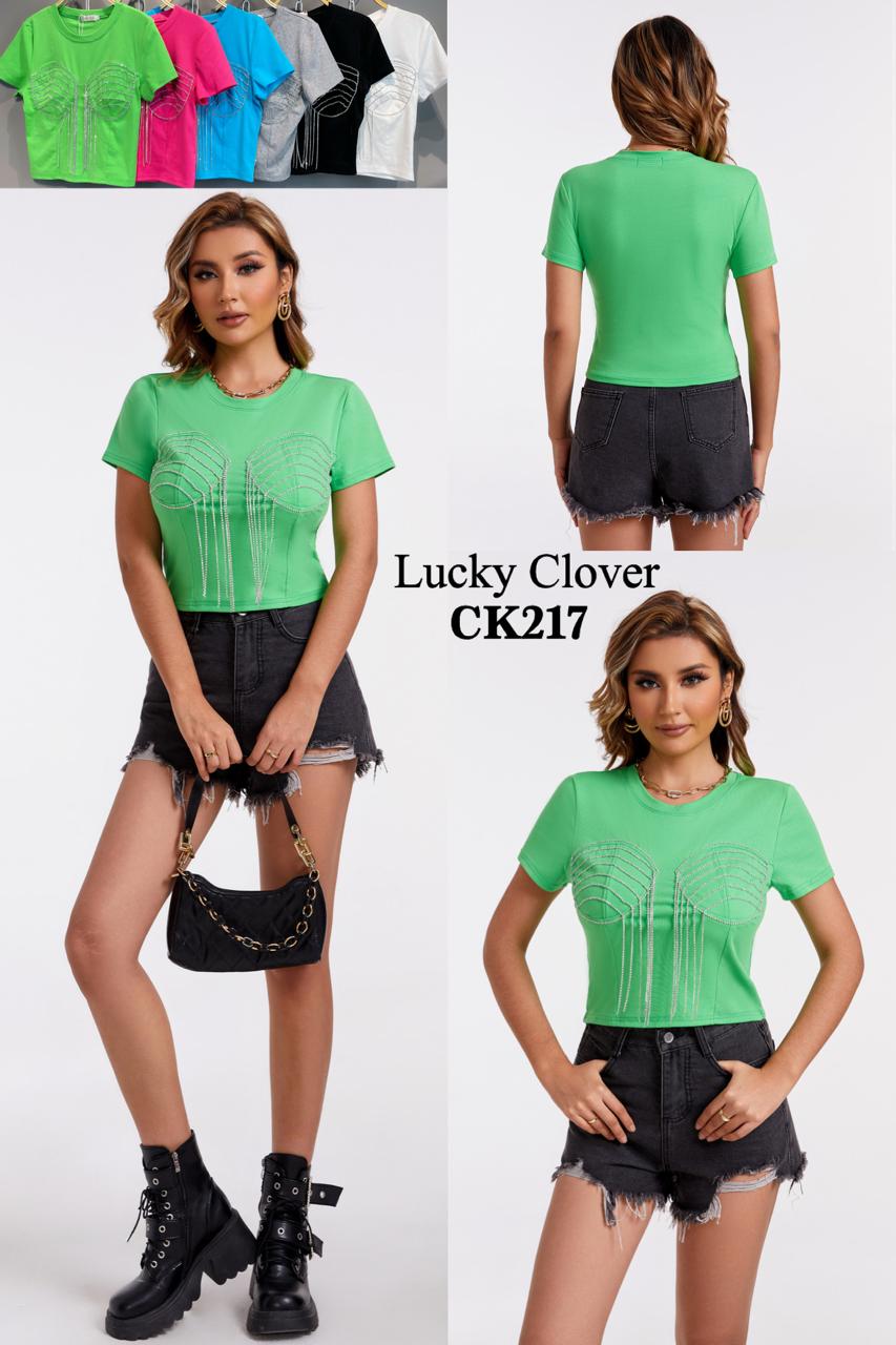 Blusa con diseño de corset y pedrería-CK217