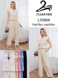 Conjunto de chaleco con cierre y pantalón-L1096#
