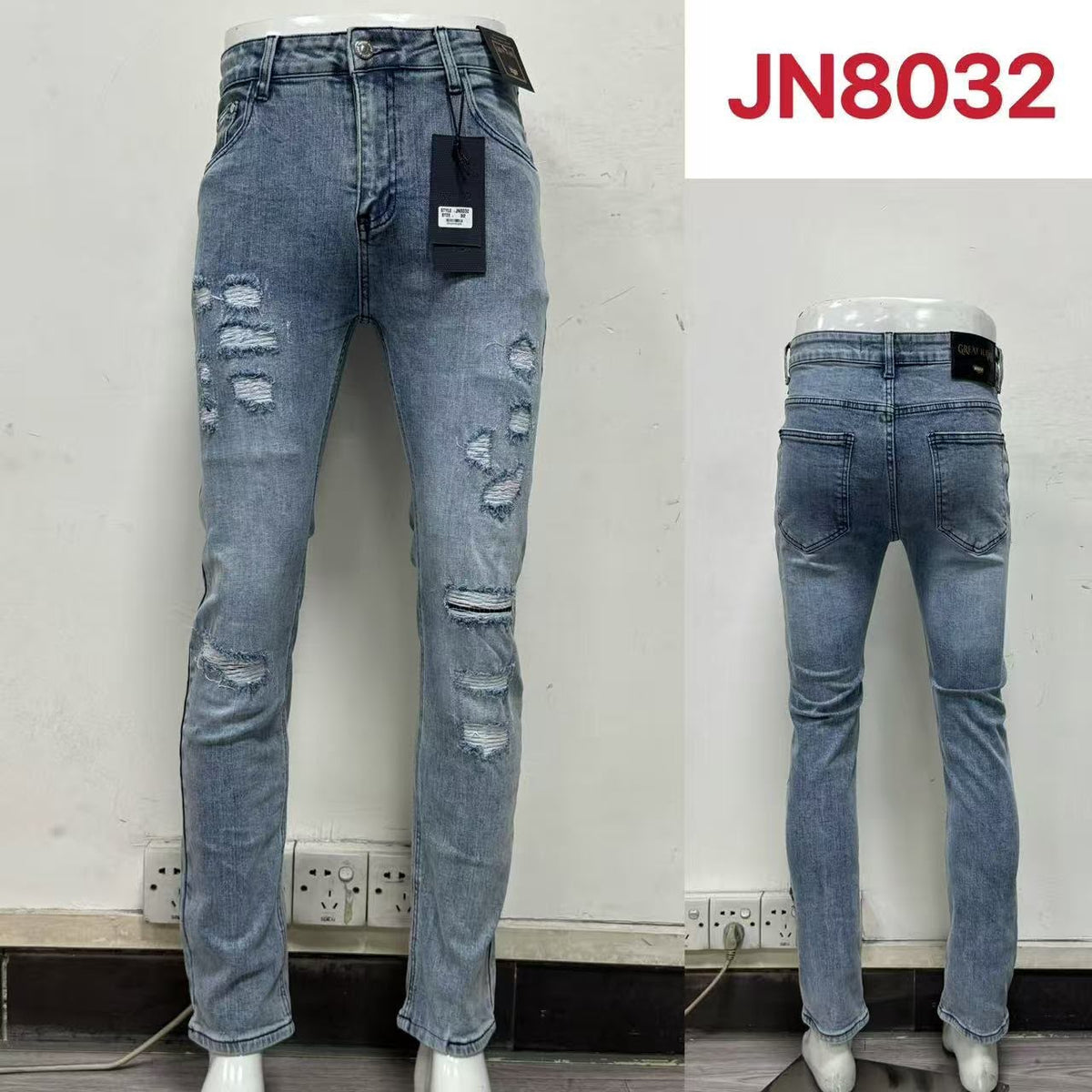 Jeans corte skinny con rasgaduras-JN8032