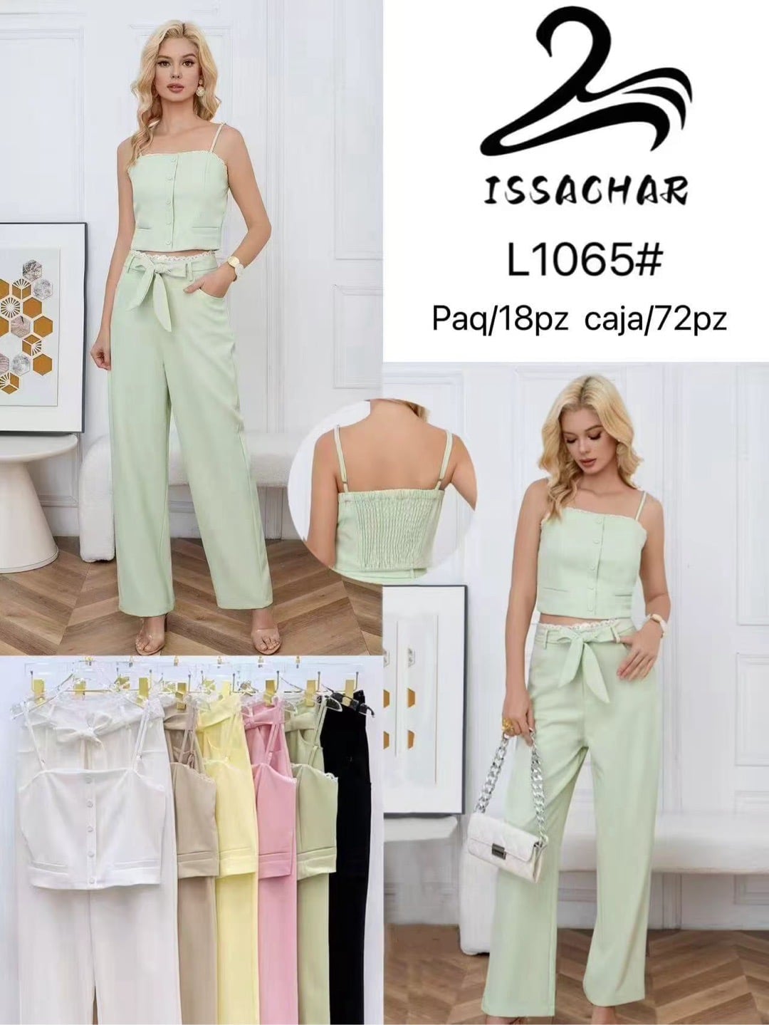 Conjunto de top y pantalón-L1065#
