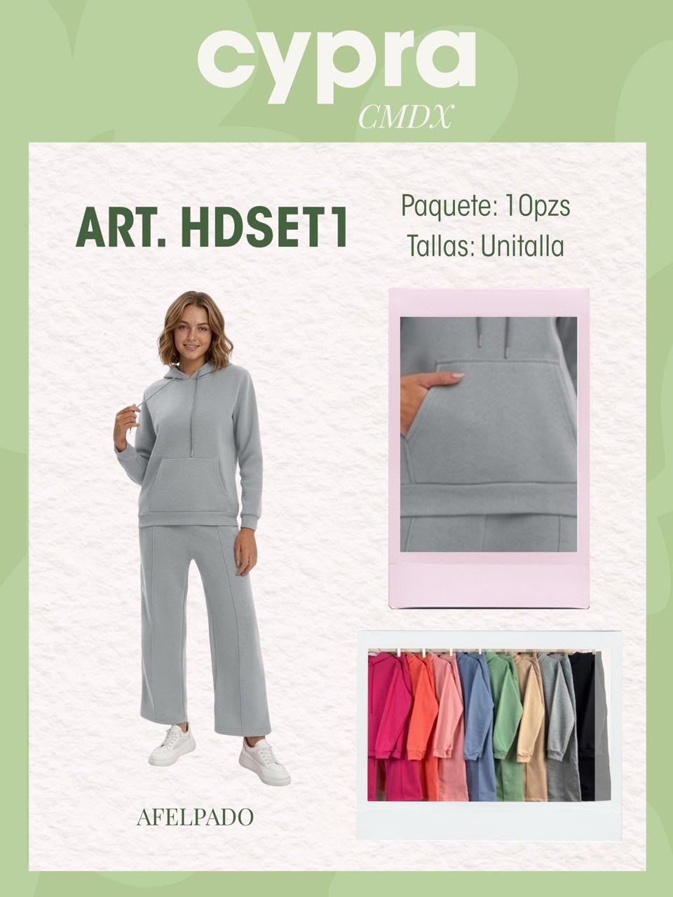 Conjunto de sudadera con capucha y pantalón-HDSET1