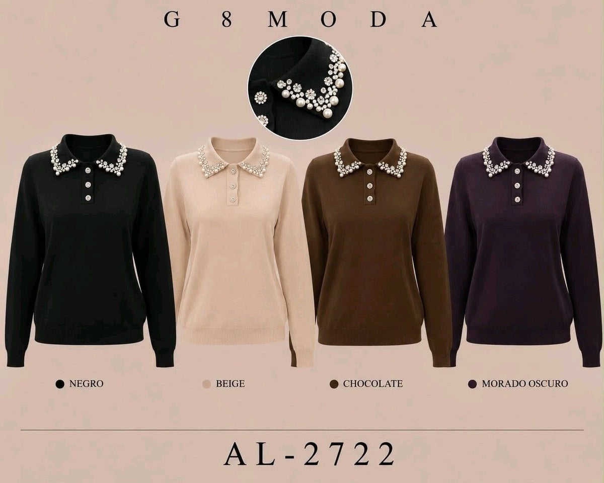 Suéter con cuello decorado-SUE-AL-2722