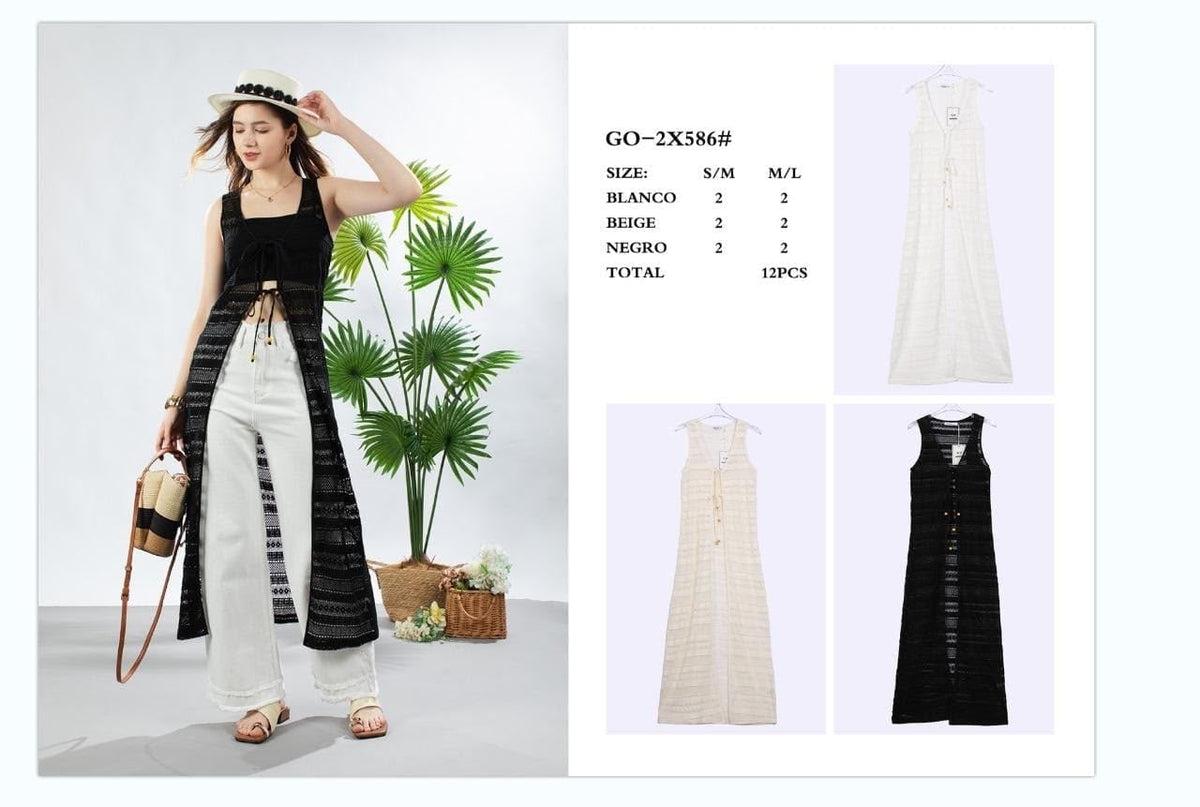Vestido largo sin mangas-GO-2X586#
