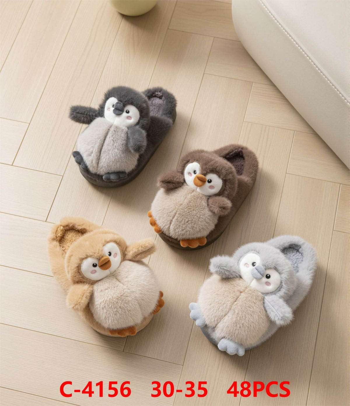 Pantuflas de personaje (pingüino/búho)-C-4156