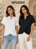 Blusa con nudo frontal y cuello en V-NP26054