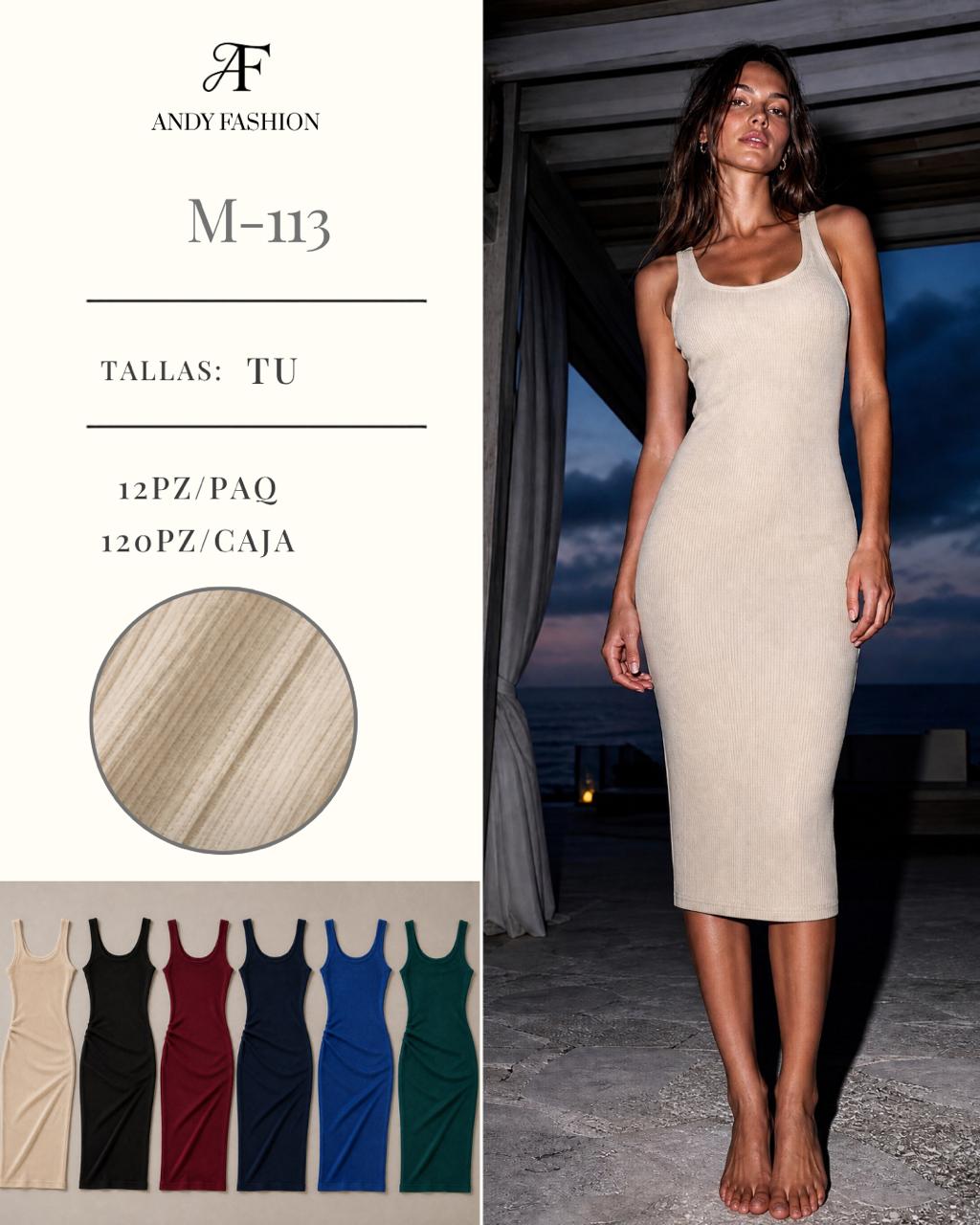 Vestido entallado acanalado-M-113