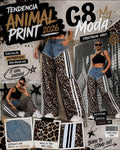 Pantalón de mezclilla con estampado animal-AZM-1A18