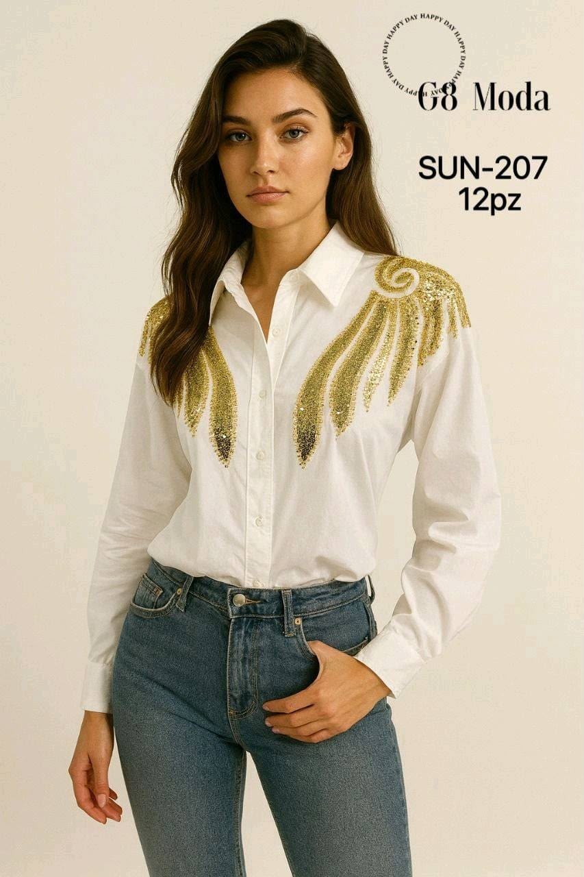 Camisa con detalles brillantes-CAM-SUN-207