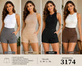 Short de vestir con pretina y detalle dorado-3174