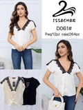 Blusa con encaje-D061#