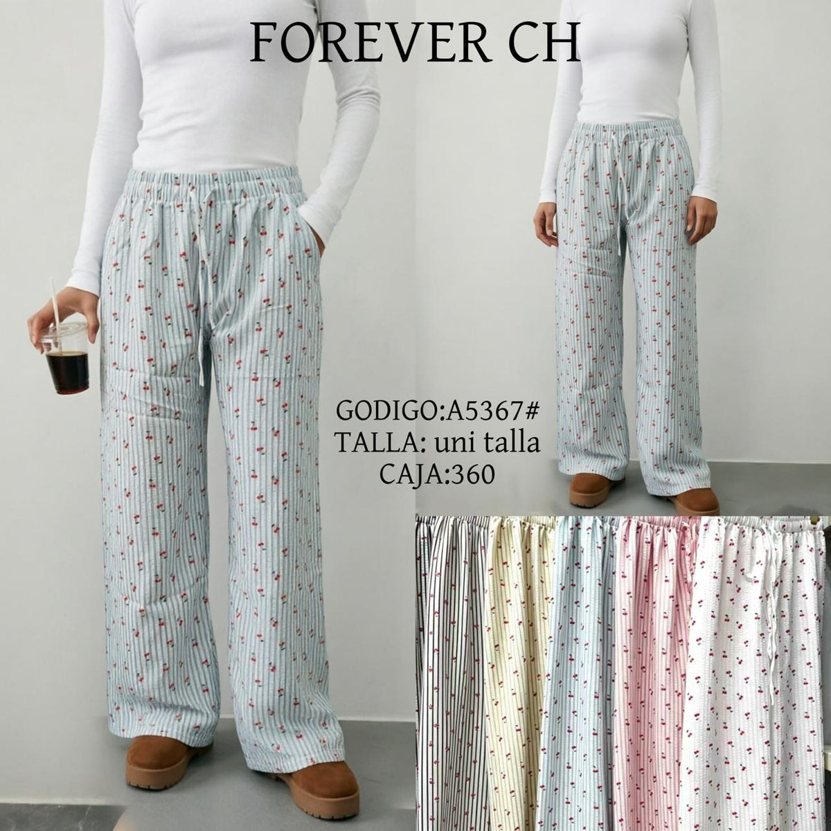 Pantalones de pijama estampados-A5367#