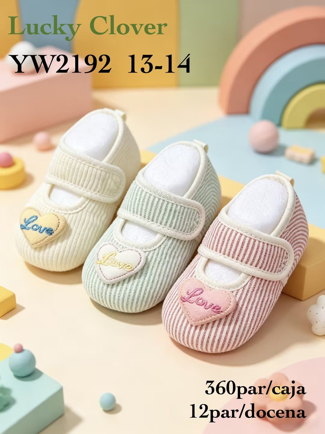 Pantuflas infantiles con diseño de corazón-YW2192
