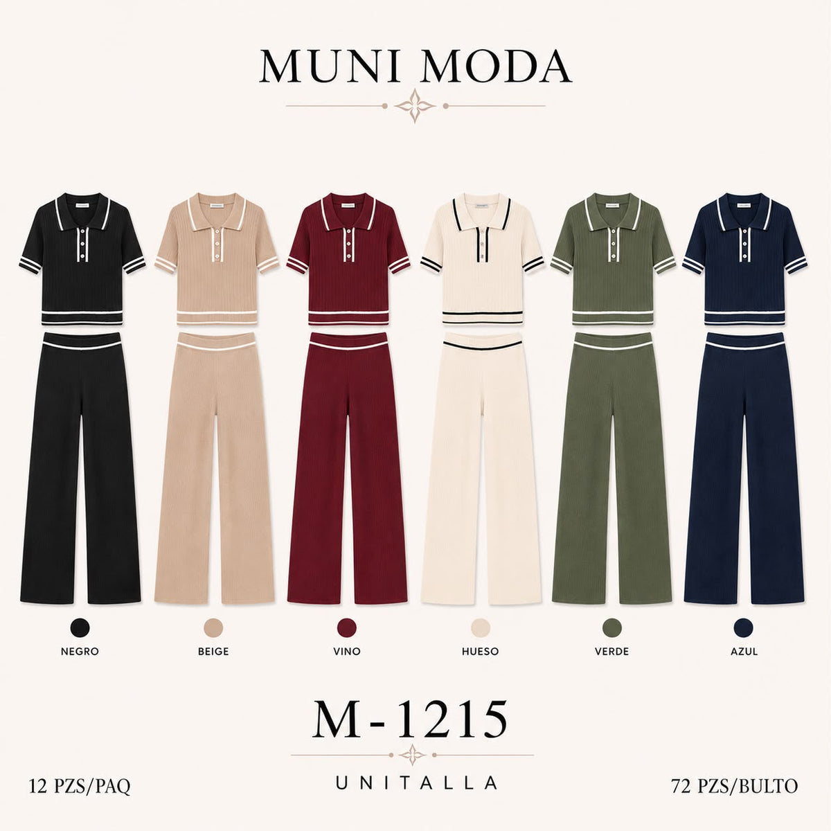 Conjunto de polo y pantalón acanalado-MUNCON-M-1215
