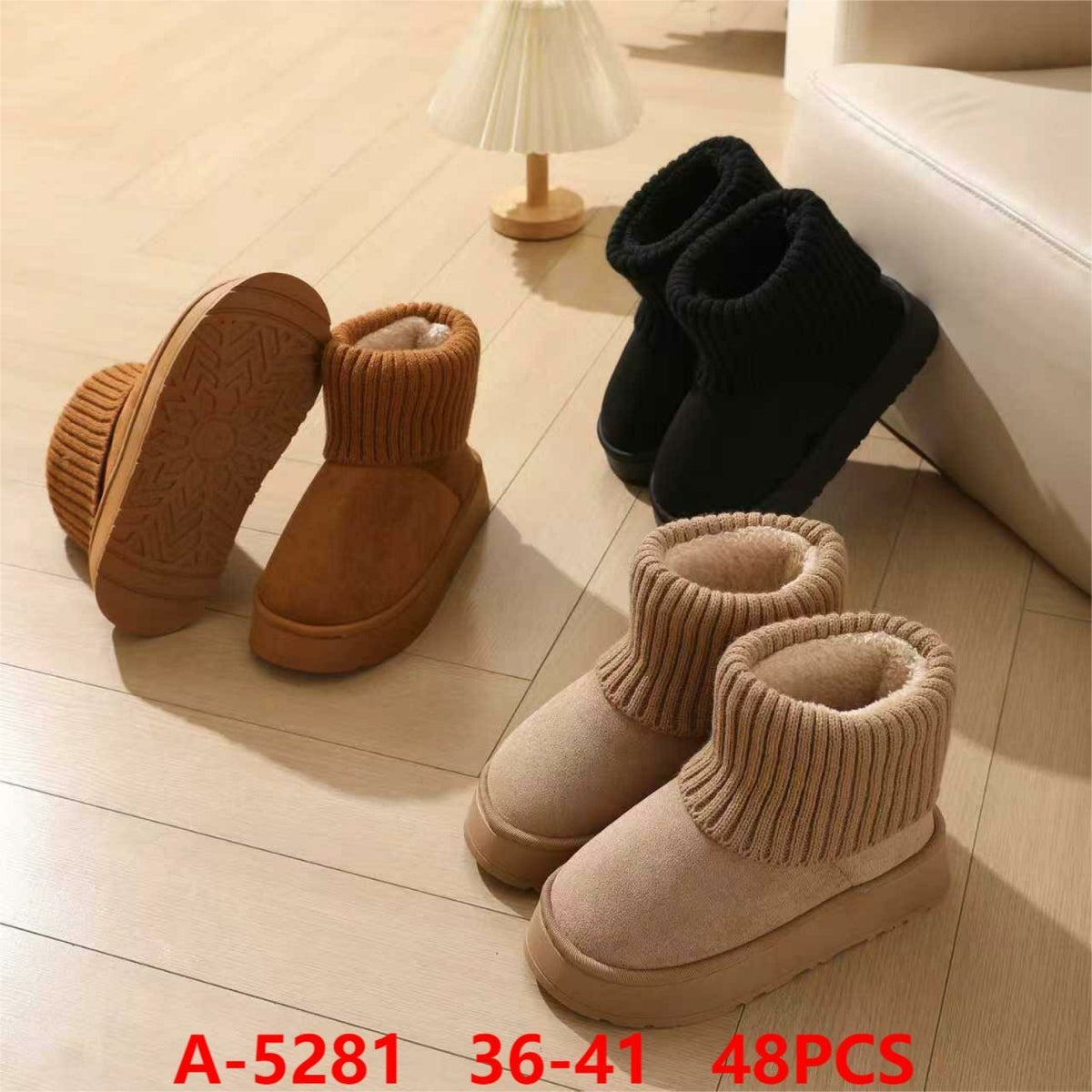 Botas de invierno con caña tejida-A-5281