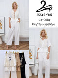 Conjunto de blusa con bordado y pantalón-L1109#