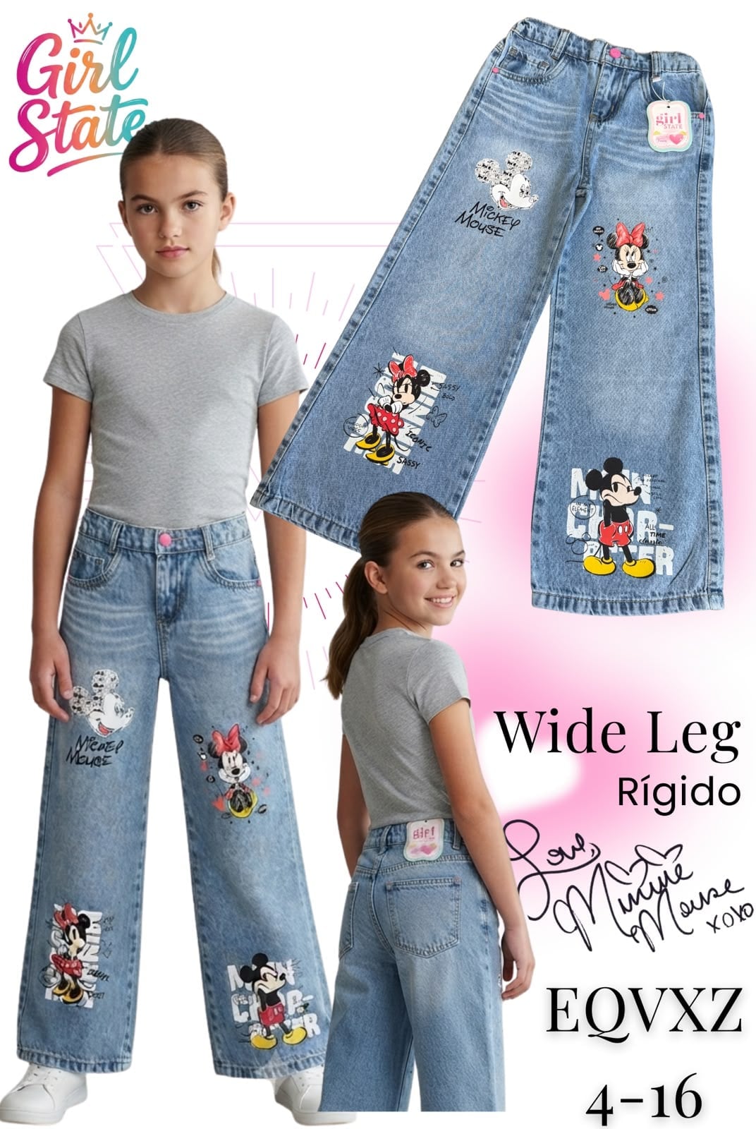 Jeans Wide Leg Mickey Mouse-EQVXZ
