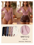 Body manga larga con fruncido frontal-M91512