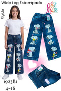 Jeans Wide Leg Estampado Snoopy-1923B1