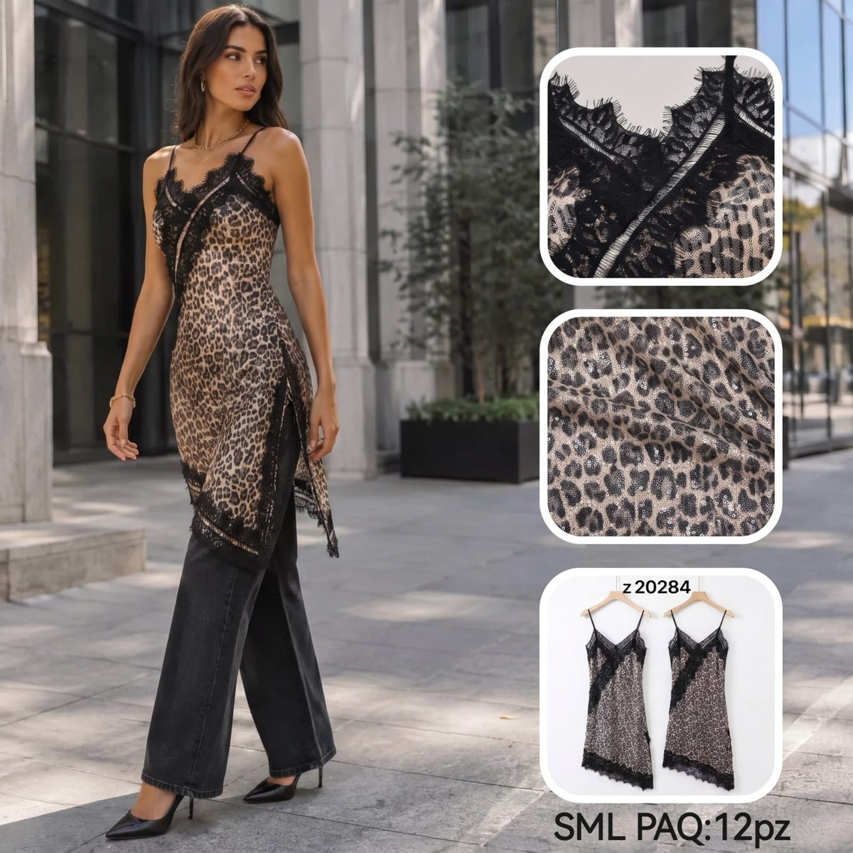 Top con encaje y estampado animal-z 20284