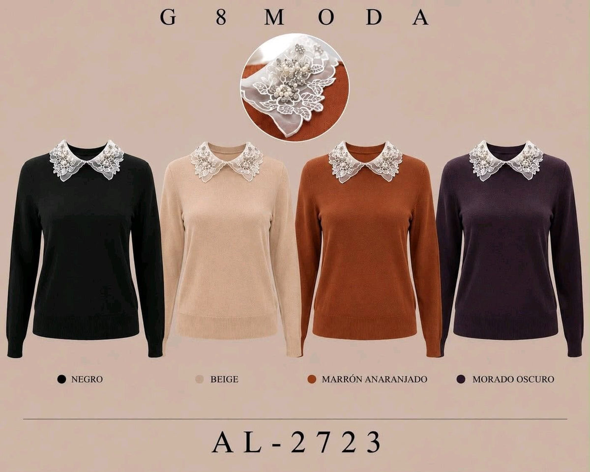Suéter con cuello decorado-SUE-AL-2723