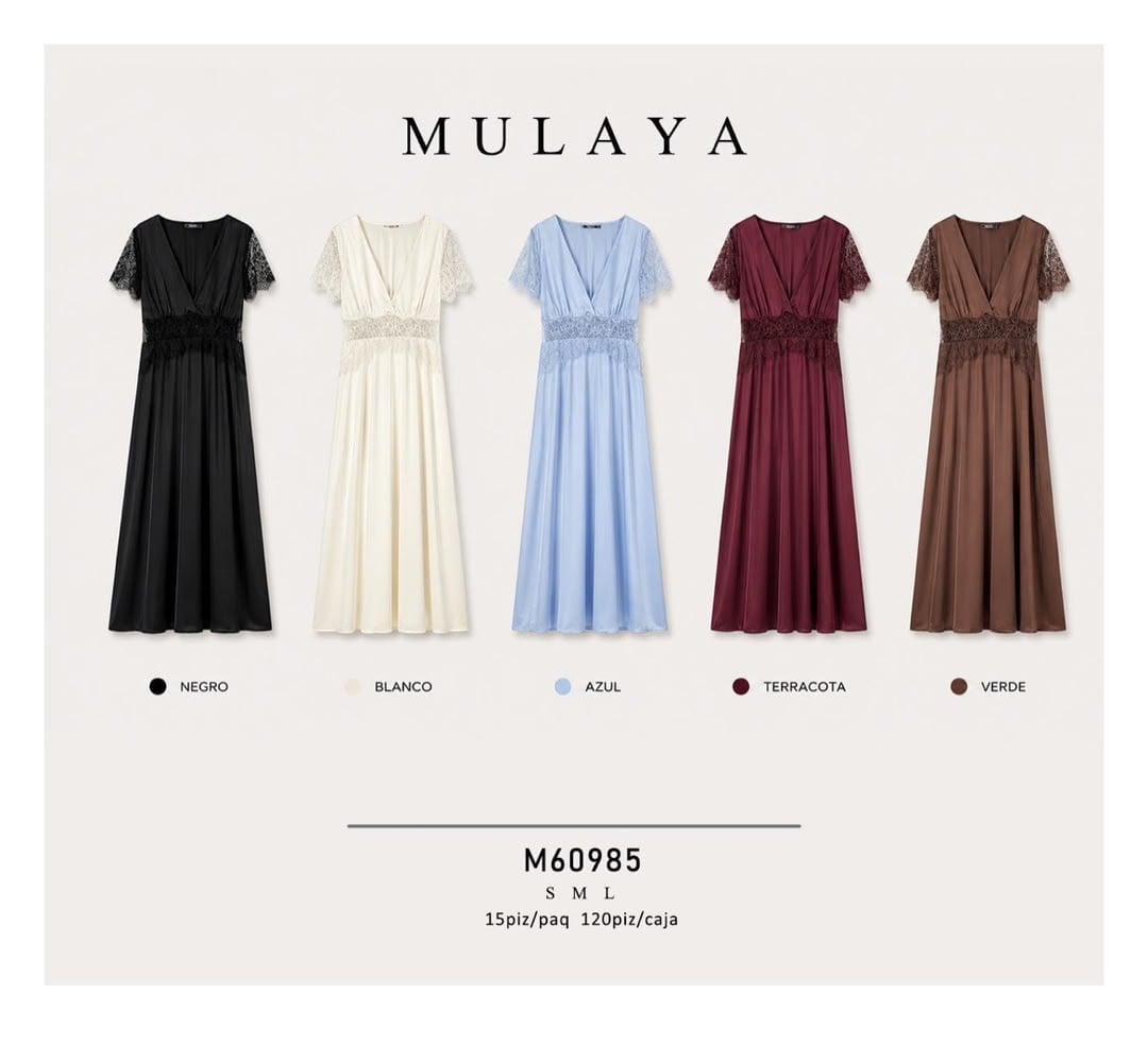 Vestido con detalle de encaje-M60985