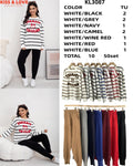 Conjunto de suéter a rayas y pantalón-KL3087