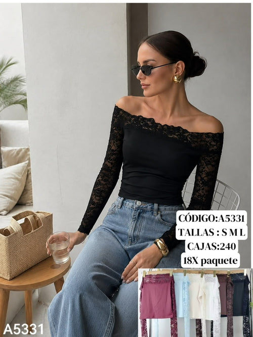 Blusa con encaje-A5331