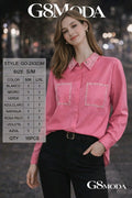 Camisa de botones con detalles de pedrería-BLU-GO-2X323M
