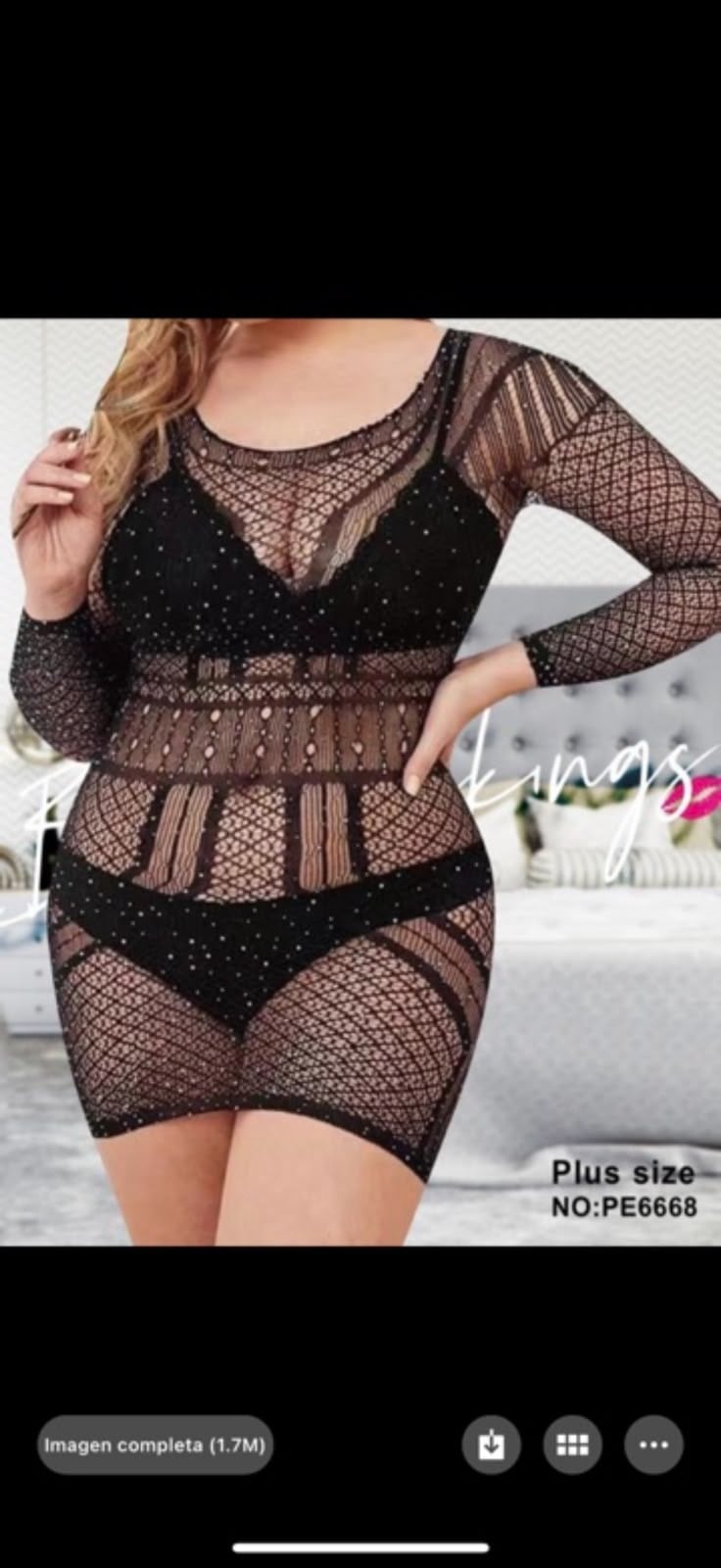 Vestido de red con pedrería-PE6668