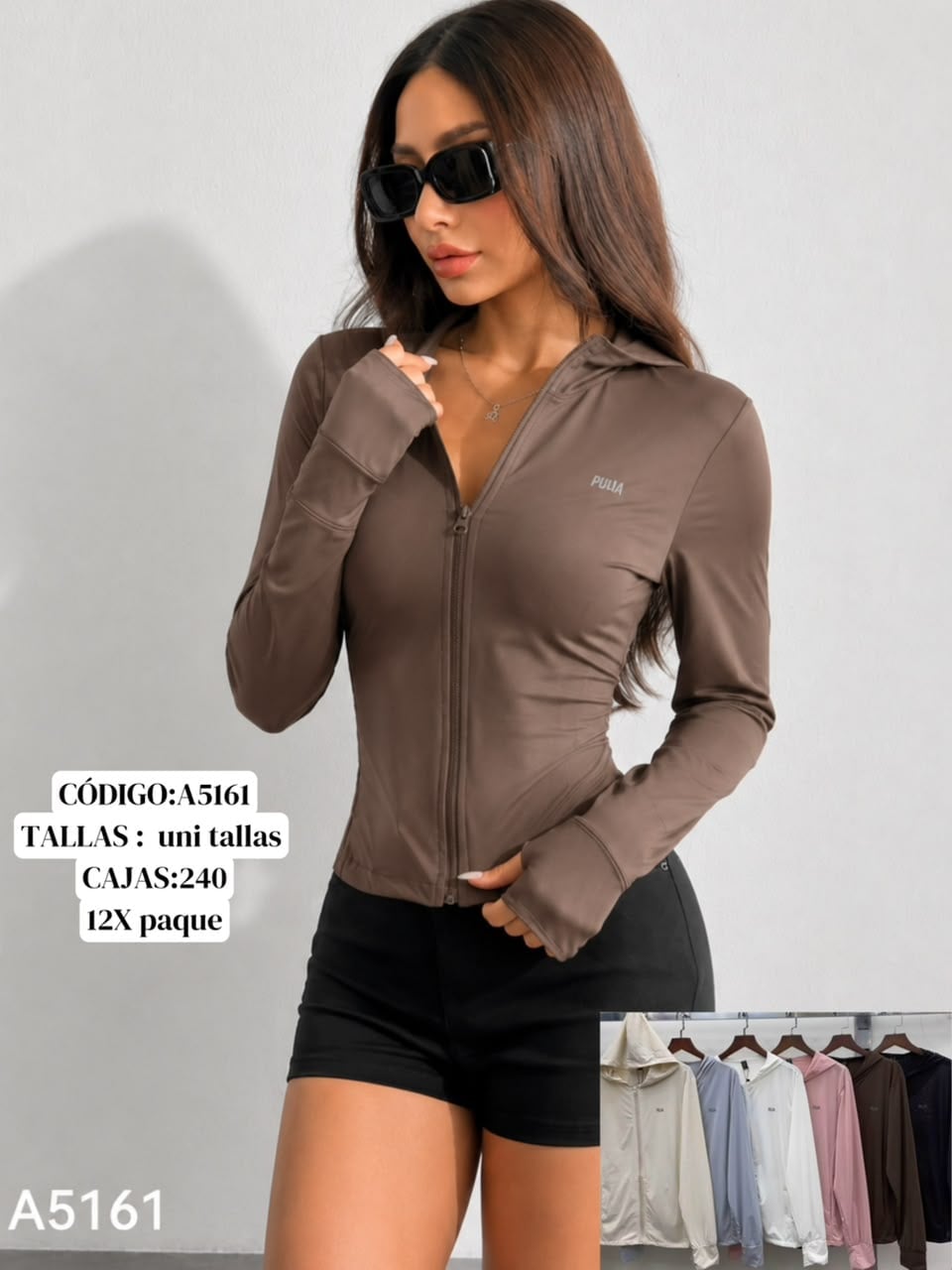 Chaqueta deportiva con cierre y capucha-A5161