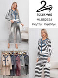 Conjunto de cárdigan y pantalón a rayas-ML88263#