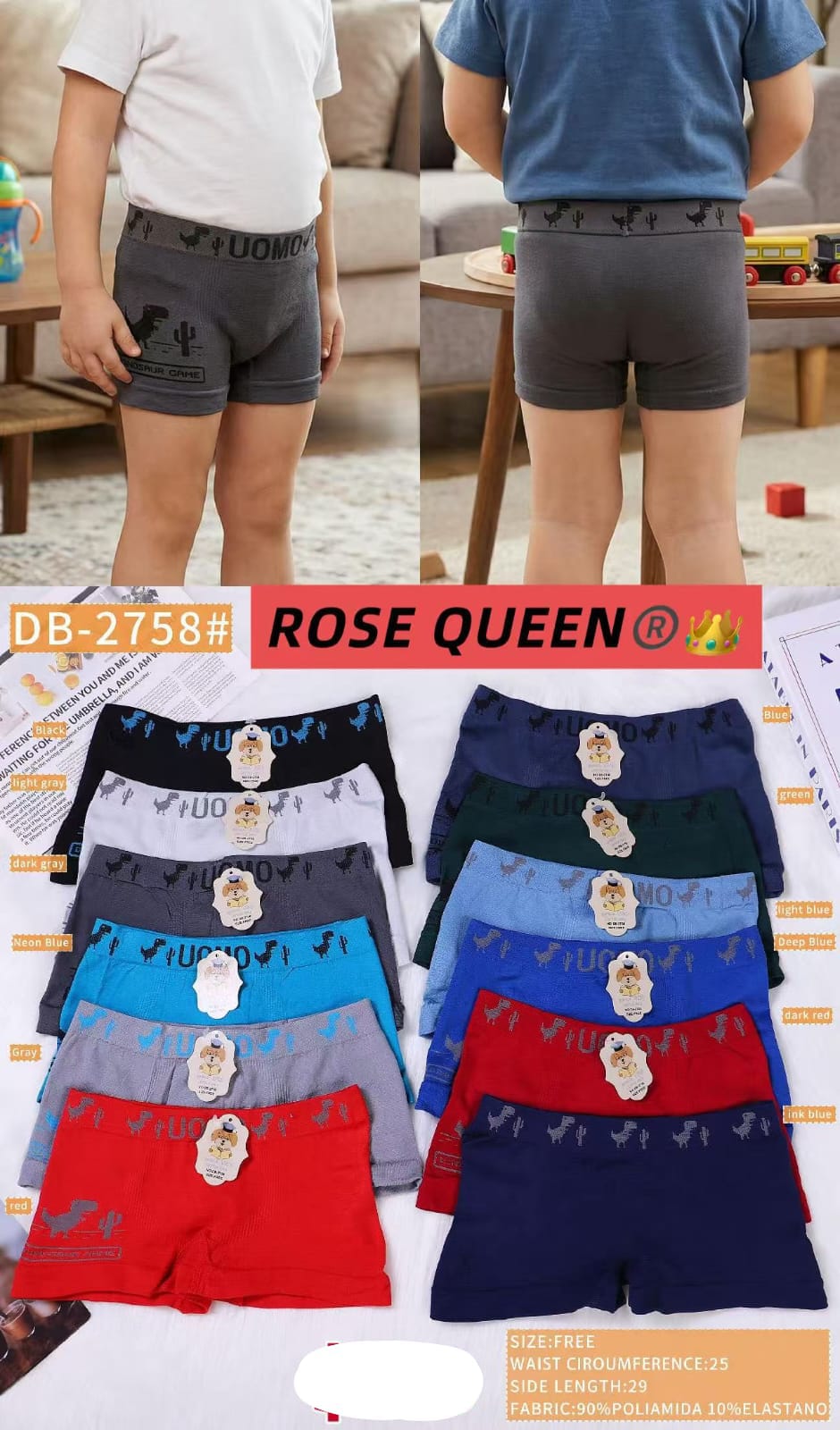 Boxer de niño con estampado de dinosaurios-DB-2758#