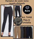 Pantalón de vestir recto rayado afelpado-TAN8