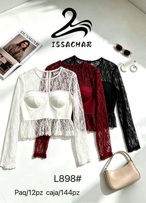 Blusa corset de encaje-L898#
