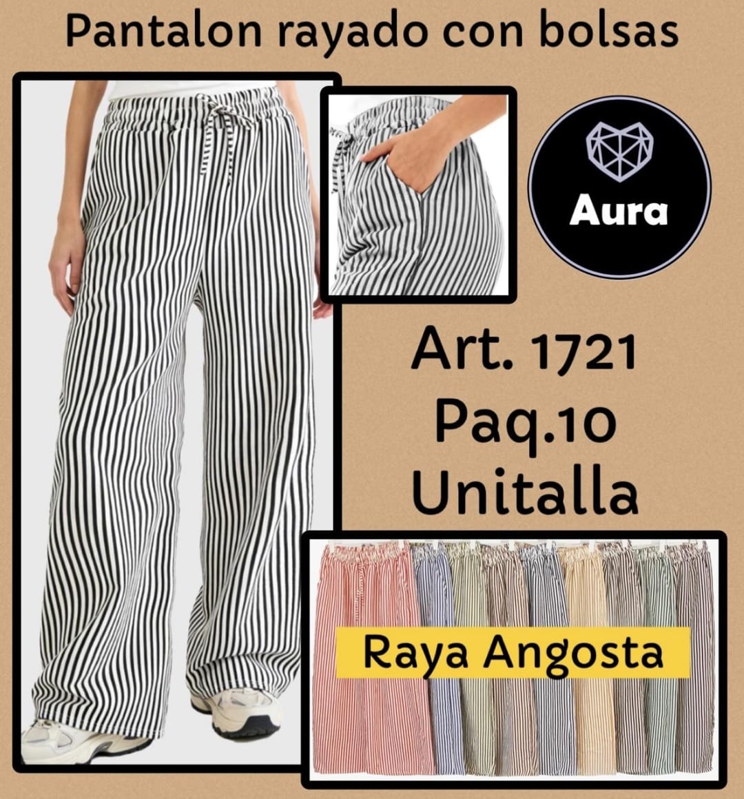 Pantalón rayado con bolsas-1721-1
