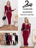 Conjunto de cárdigan y falda tejido-ML88365#
