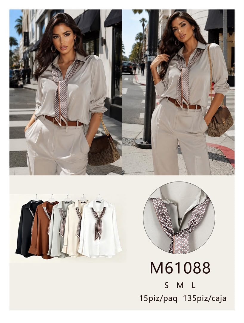 Blusa con pañuelo integrado-M61088