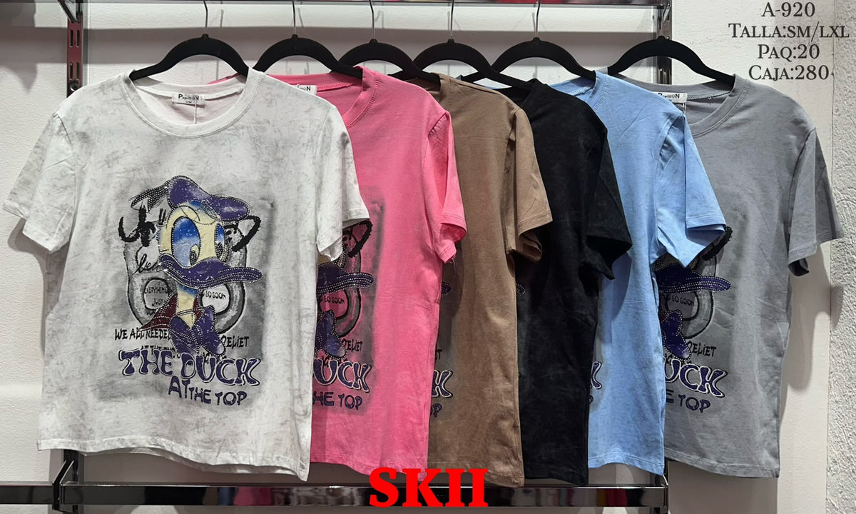 Playera de algodón con estampado de pato-A-920