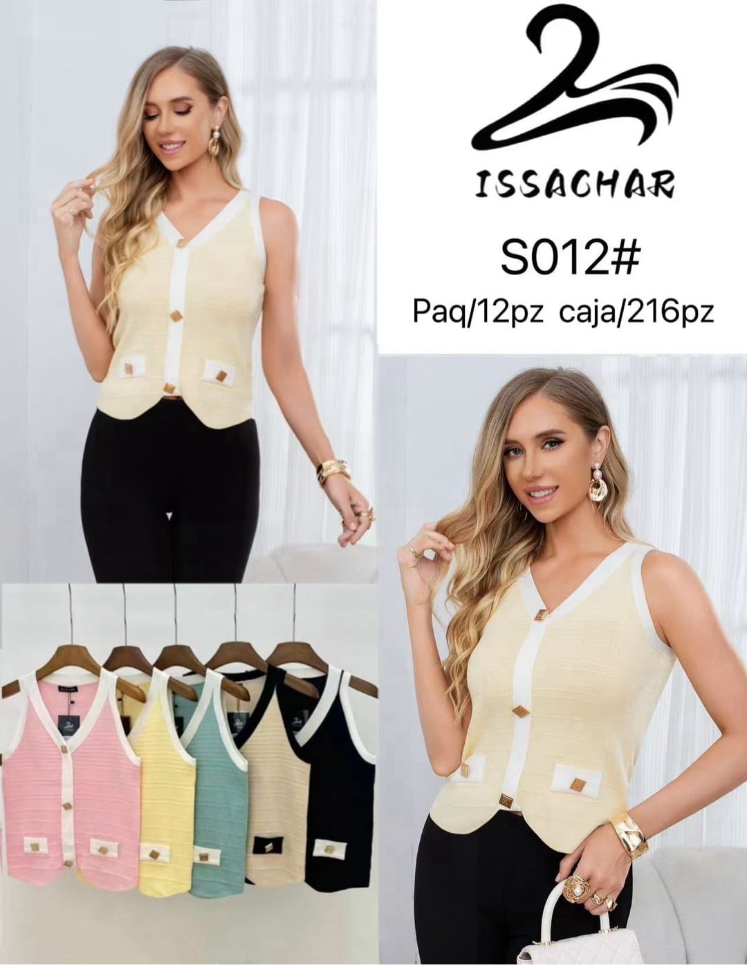 Blusa tipo chaleco con botones-S012#