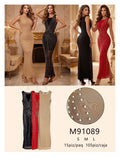 Vestido largo con perlas-M91089