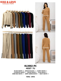 Conjunto de suéter y pantalón acanalado-KL3002-PC