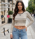 Crop top de rayas con lazo-ALD3505