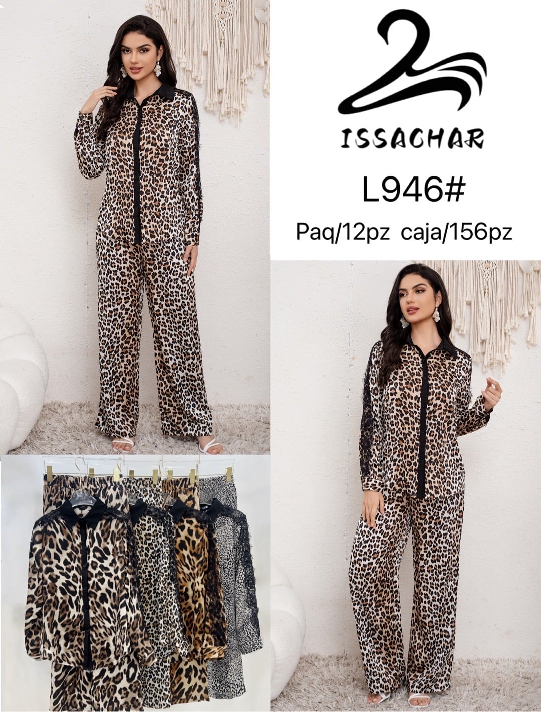 Pijama de dos piezas con estampado animal-L946#