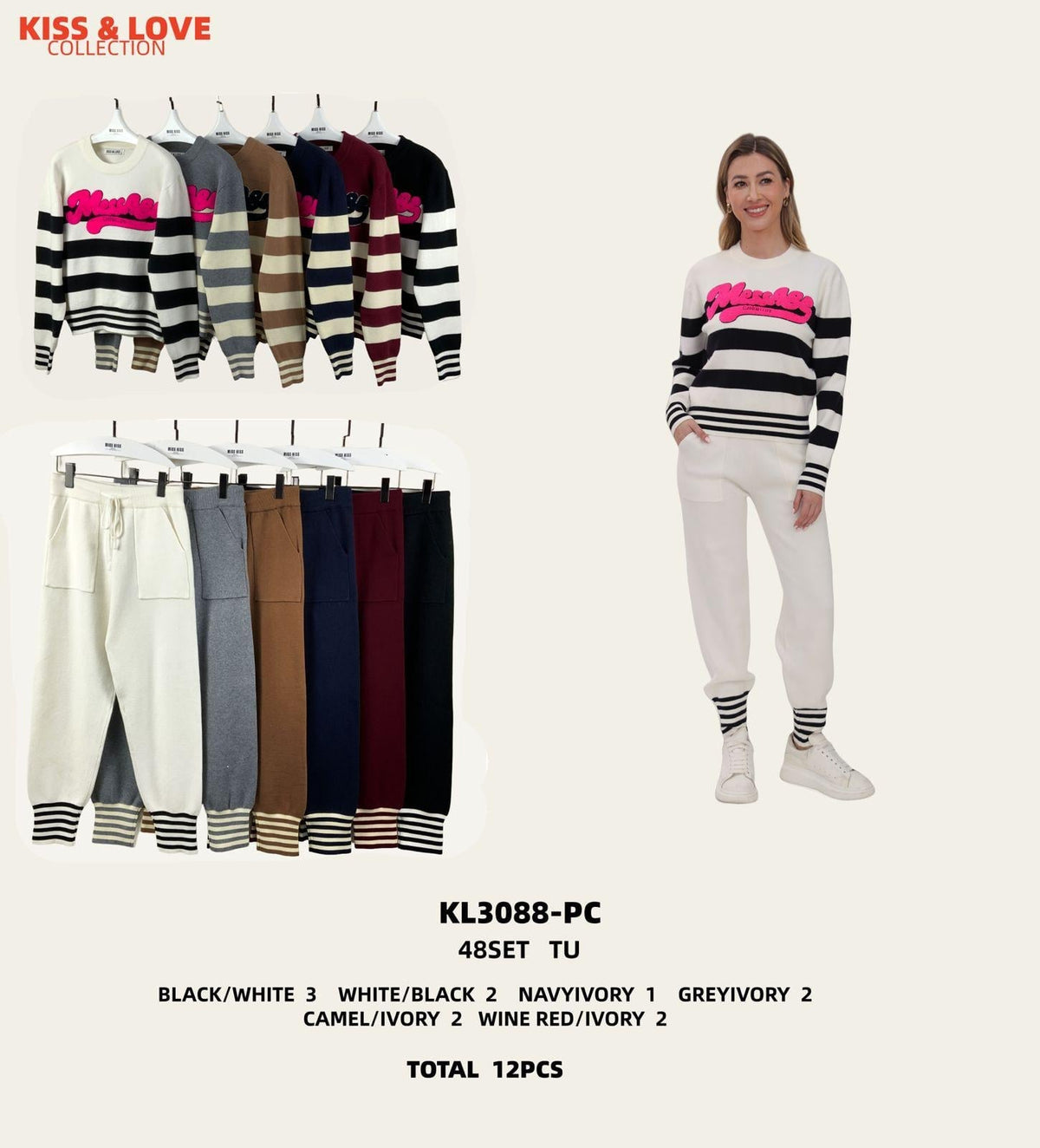Conjunto de suéter y pantalón-KL3088-PC